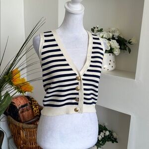J. Crew Navy and Cream Striped Knit